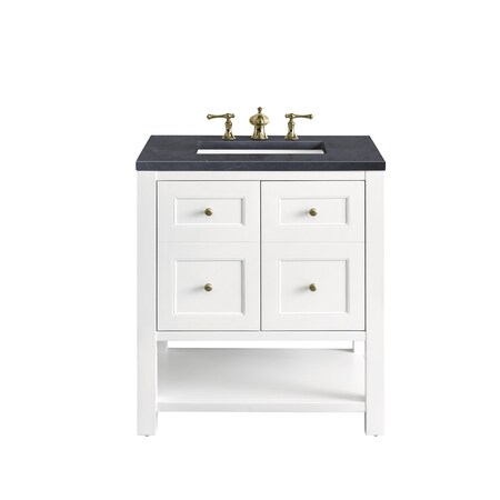James Martin Vanities Breckenridge 30in Single Vanity, Bright White w/ 3 CM Charcoal Soapstone Top 330-V30-BW-3CSP